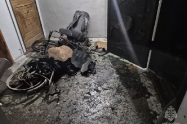 Сгоревшая батарея пресс-службы ГУ МЧС по Забайкалью