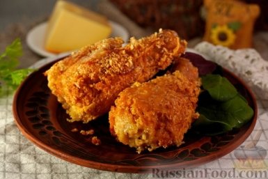 Золотистые куриные ножки в сырной панировке: мясо нежное и сытное внутри - как в ресторане russianfood.com