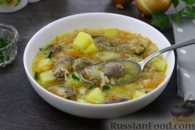 Наваристый суп с куриными сердечками и рисом: готовится за полчаса - простой и душевный вариант домашнего обеда russianfood.com