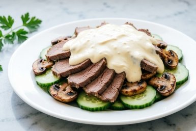 Когда оливье осточертел: сытный салат с языком, огурцом и грибами — нежность в каждой ложке