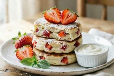 Нежные сырники со свежей клубникой и манкой - прекрасный вариант для летнего завтрака