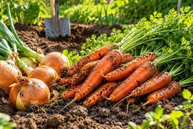 Лук с кулак, морковь слаще меда Создано ИИ