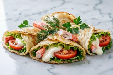 Блинный рулет с крабовыми палочками – быстро и вкусно