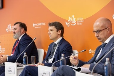 Заместитель председателя ВЭБ.РФ Игорь Дроздов (в центре) предоставлено пресс-службой ВЭБ.РФ