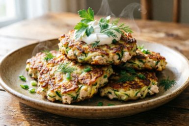 Обычные оладьи надоели: добавляю курицу, овсянку и кабачки - получаются необычные мини-пиццы на сковороде за 15 минут