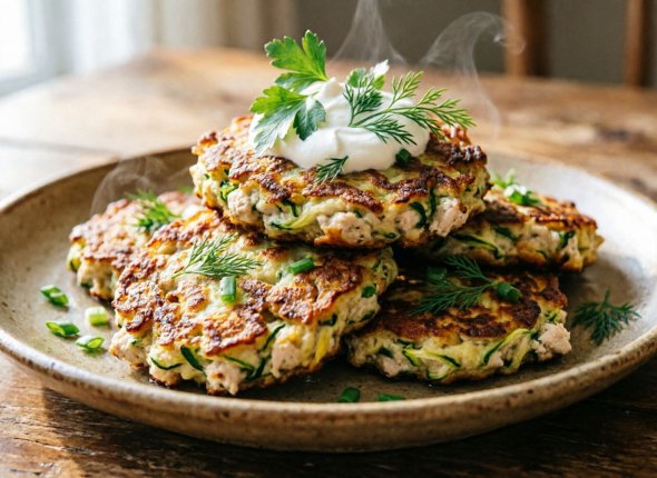 Обычные оладьи надоели: добавляю курицу, овсянку и кабачки - получаются необычные мини-пиццы на сковороде за 15 минут
