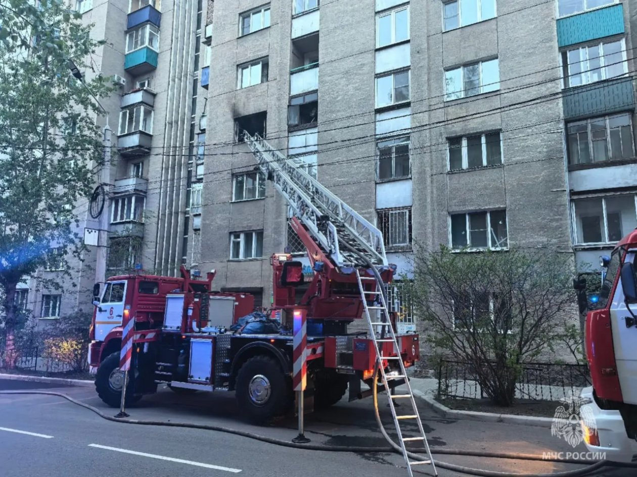 Тушение пожара пресс-службы ГУ МЧС по Забайкалью